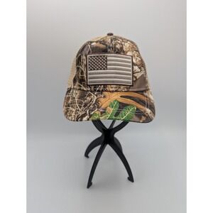 Camo Trucker Hat With‎ American Flag Patch OSFM Infinity Adjustable Mesh Back